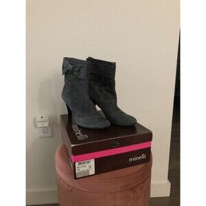 Minelli Suede Grey Stiletto Boot Heels Size 39